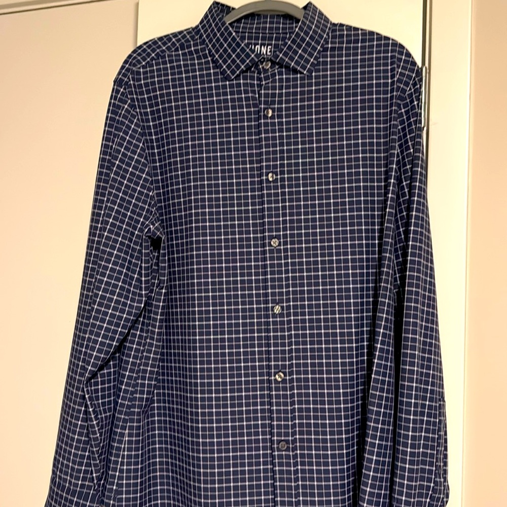Rhone State of Mind Shirt XL, Navy/Pink Windowpane